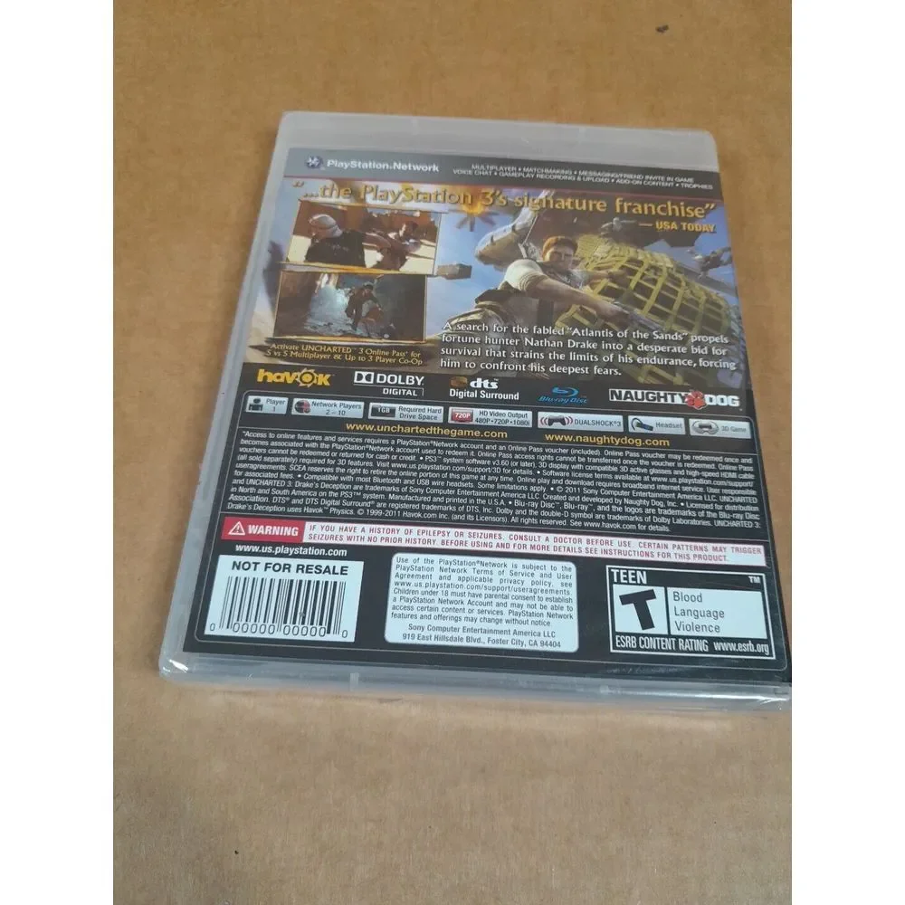 Playstation 3 Uncharted‎ 3 Drake's Deception PS3 Factory Seales / Has Tears